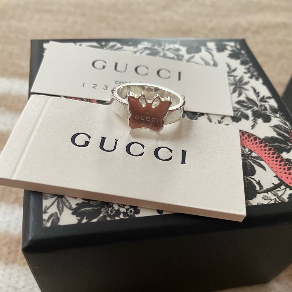 Gucci "Trademark" Sterling Silver Butterfly Ring